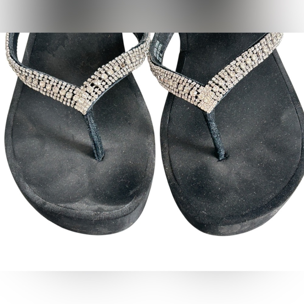 Yellow Box Black‎ Sandals with Rhinestone Embellishments - Picture 9 of 12